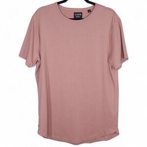 CUTS Curve Hem T Shirt Mens XL Extra Large Rose Pink Casual Short Sleeve